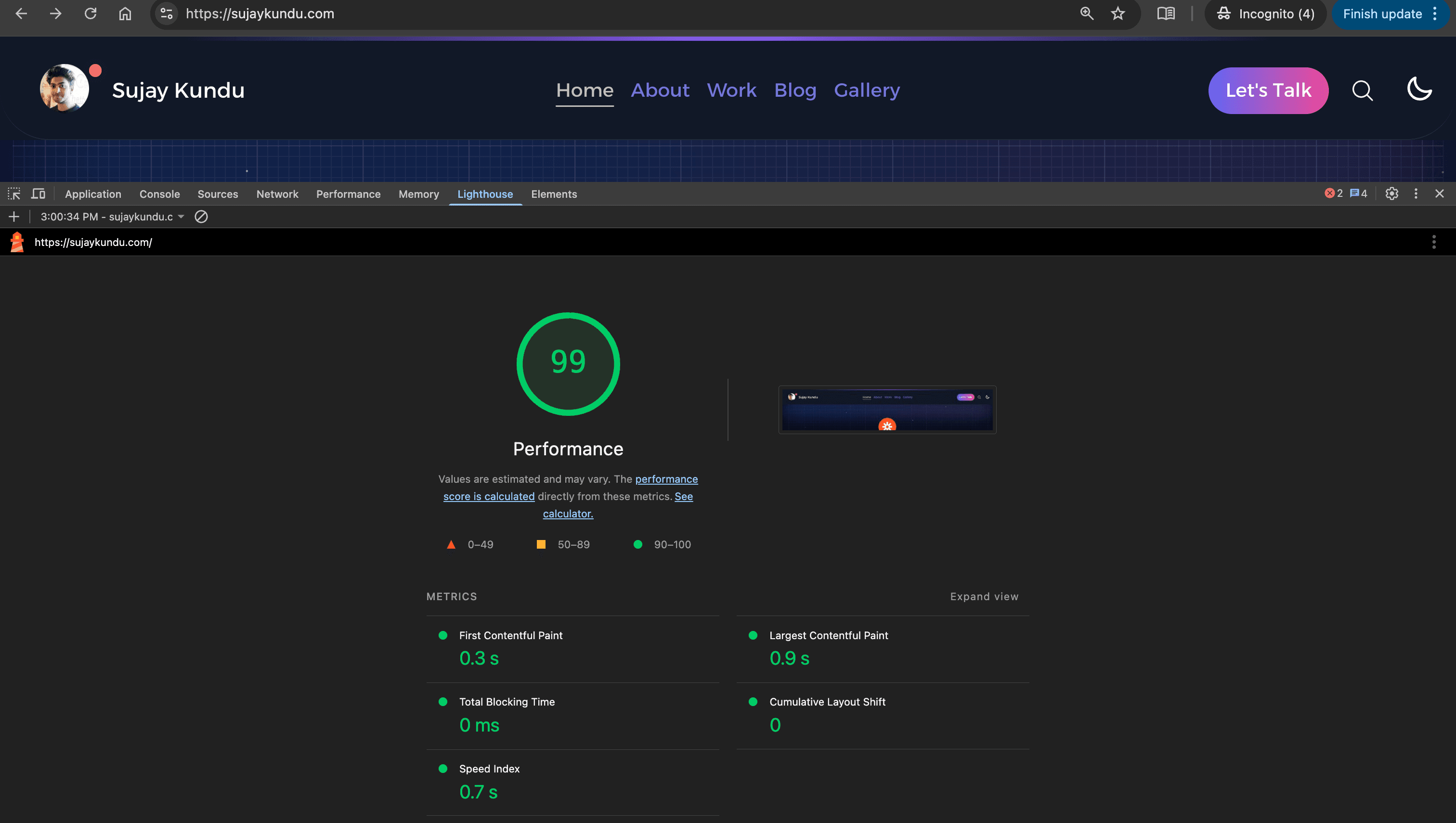 updated lighthouse scores after fixing issue1