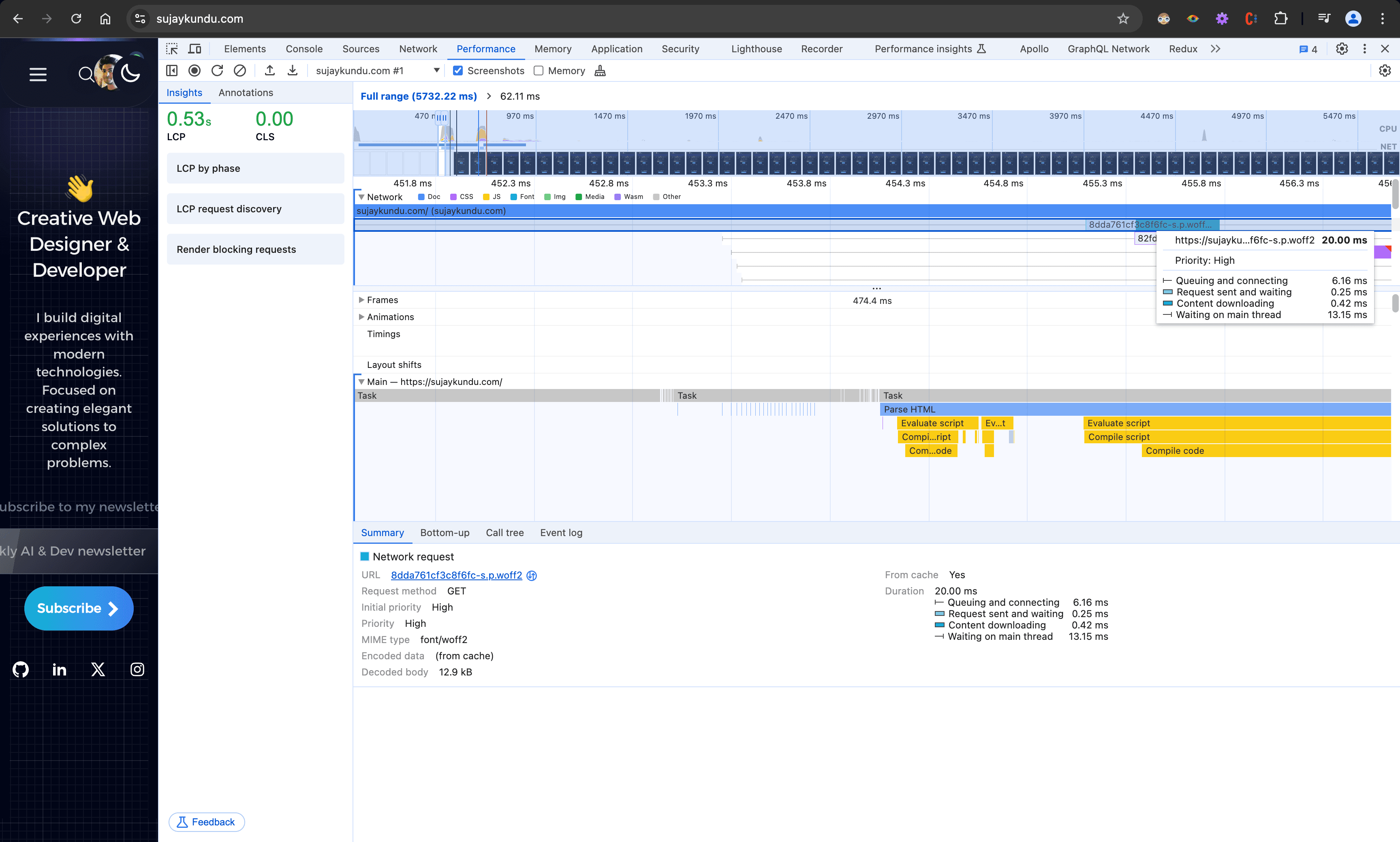 Dev tools Performance Analysis
