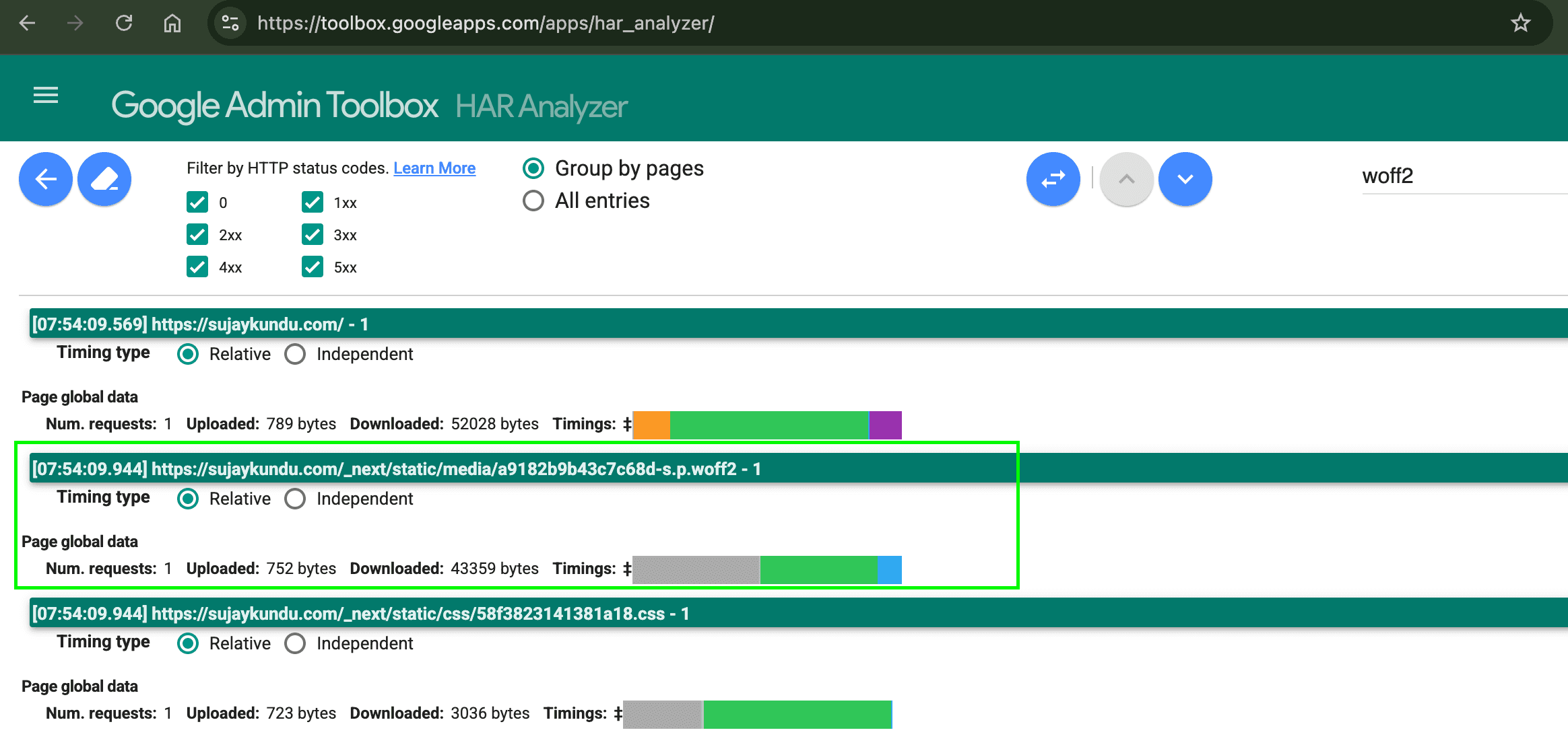 HAR Performance after changes for font loading