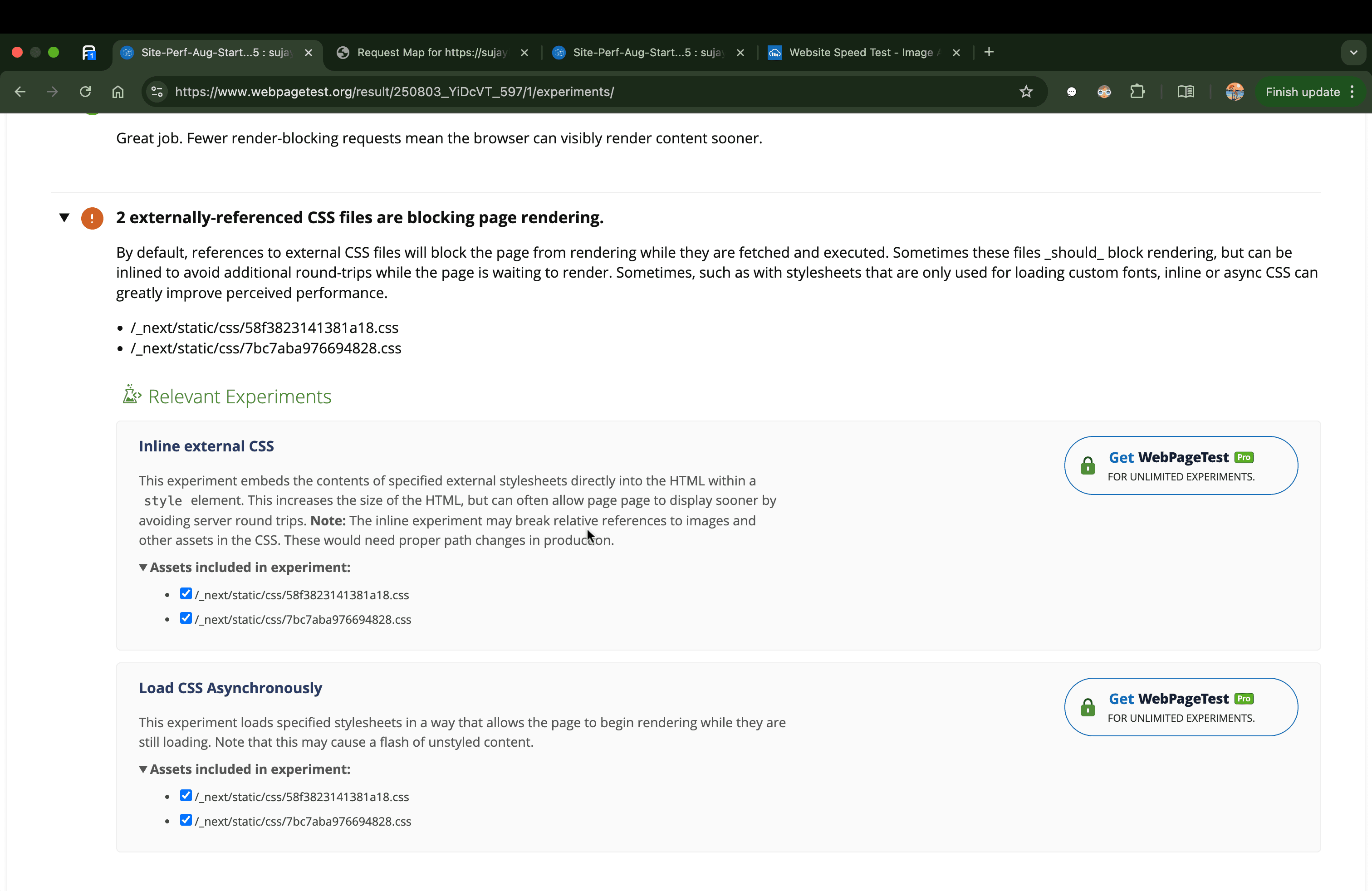 Issue 4 - webpage test report - experiments